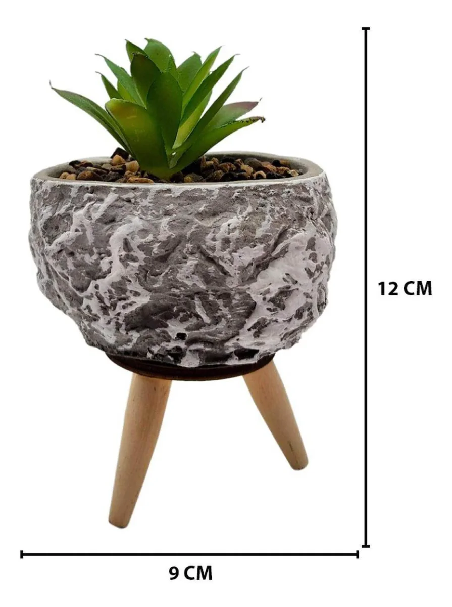 Planta Artificial Macetero Cerámica Con Patitas Plantita G - Imagen 5