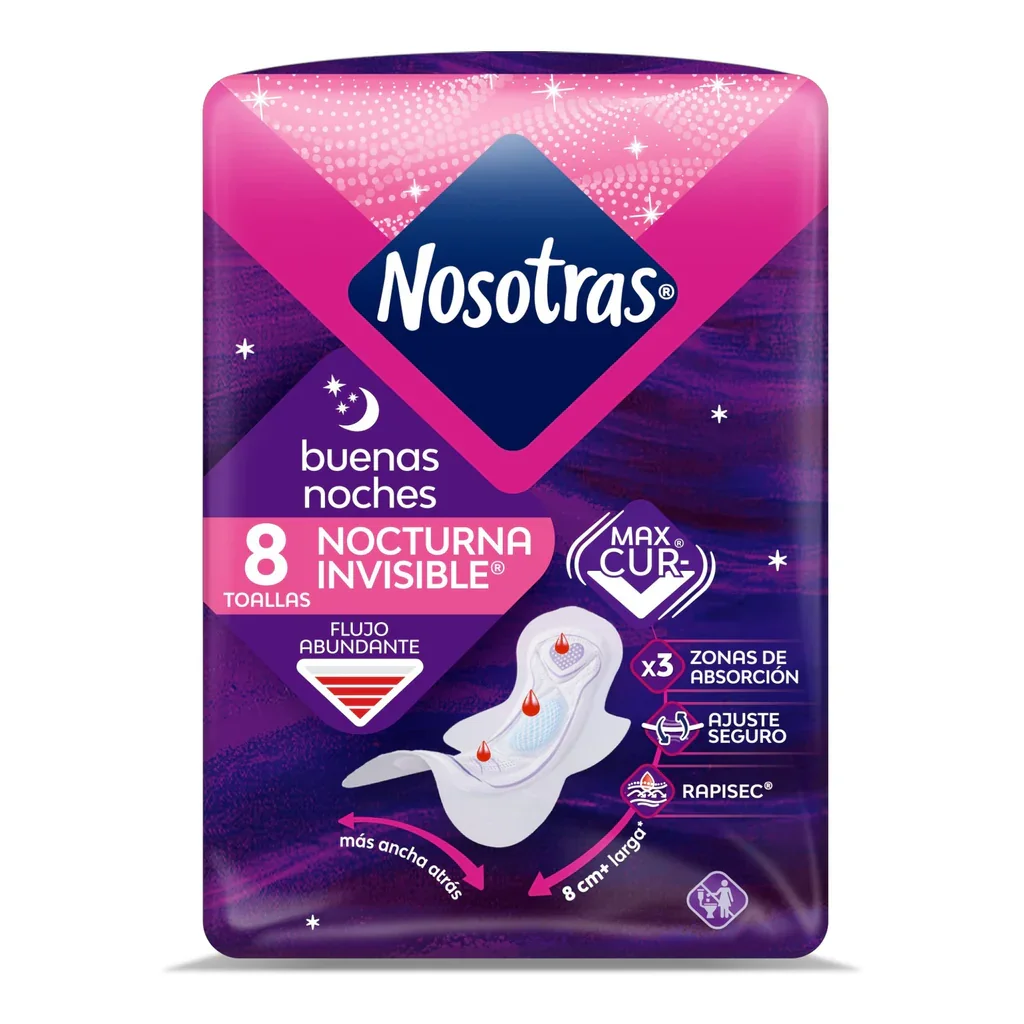 TOALLAS NOSOTRAS BUENAS NOCHES INVISIBLES RAPISEC x 8 unid. - Imagen 2